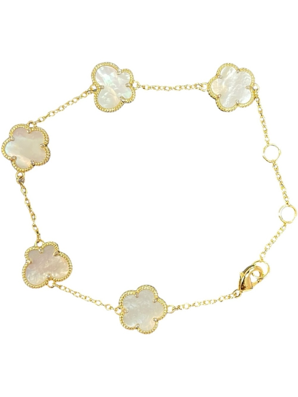 Jankuo Flower & Butterfly 14k Goldplated and Mother of Pearl Bracelet